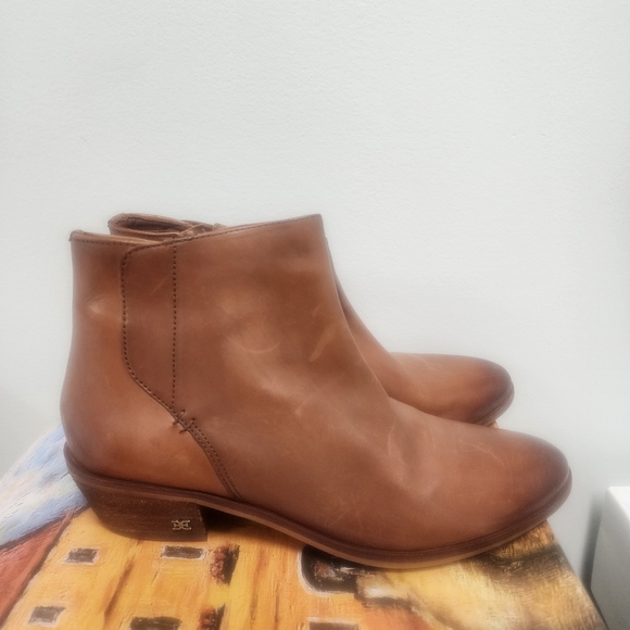 Sam Edelman Womens Brown Cushioned Pama Round Toe BlockBrown Leather Ankle Boots - Picture 6 of 8